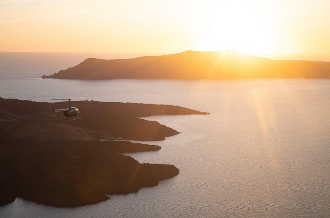 Experience Santorini Sunset by Helicopter - The return pass over Imerovigli and Skaros Rock sightlines