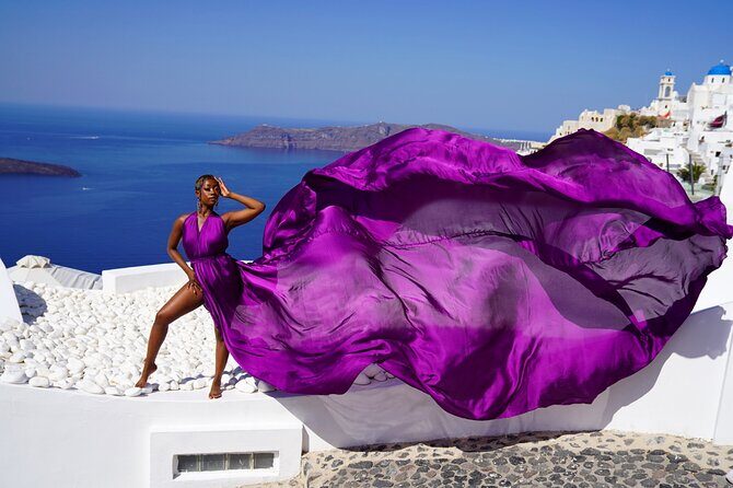 Flying Dress Photoshoot in Oia Private entry to Blue Dome - Flying Dress Photoshoot: The Wind-Lift Effect That Makes Photos Feel Alive
