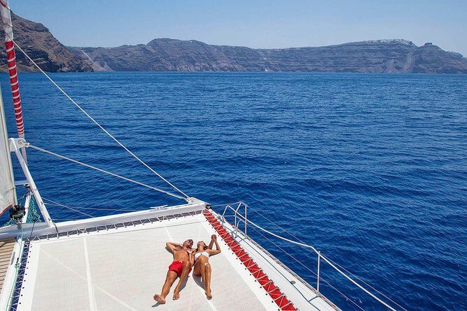 Santorini Cruise on Catamaran with BBQ & Open Bar - A catamaran way to see Santorini off the main routes