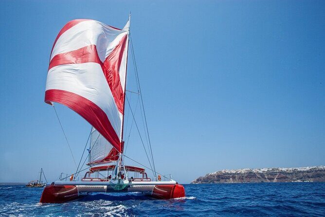 Santorini Cruise on Catamaran with BBQ & Open Bar - The open bar setup and the drinks that come with it