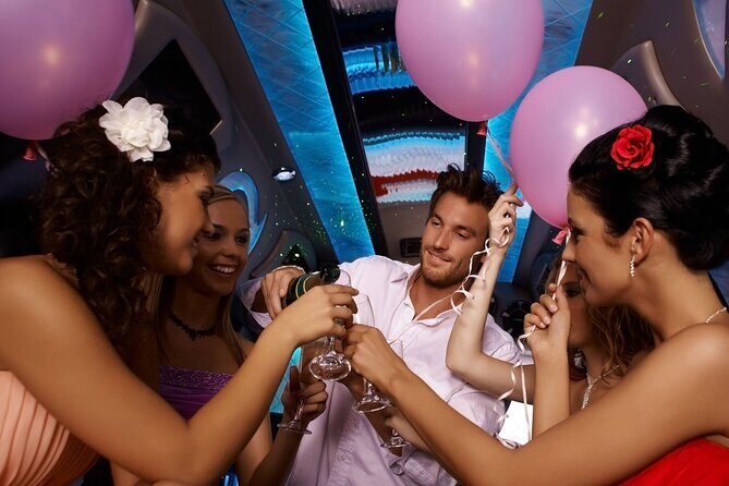 Santorini Party Bus Experience - The onboard setup: champagne, WiFi, and letting loose