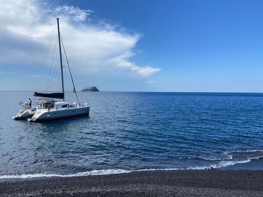 Santorini: Private All-In Catamaran Cruise, with Food|Drinks - Nea Kameni Hot Springs: Where the Day Turns Into a Swim and Snorkel Combo