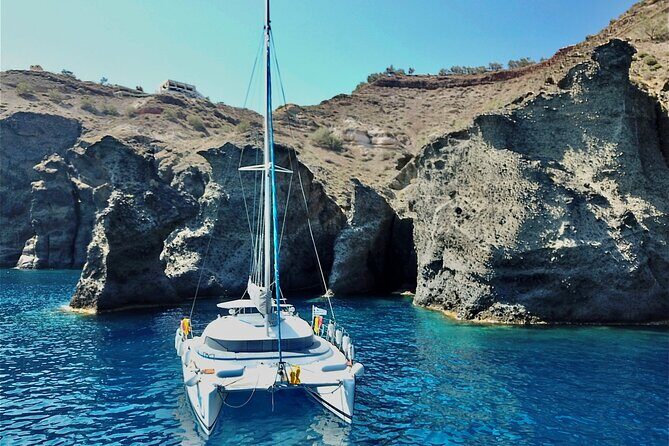 Santorini Sunset:Private All-In Catamaran Cruise (Food&Drinks) - Starting at Vlychada: timing, boarding, and what to pack