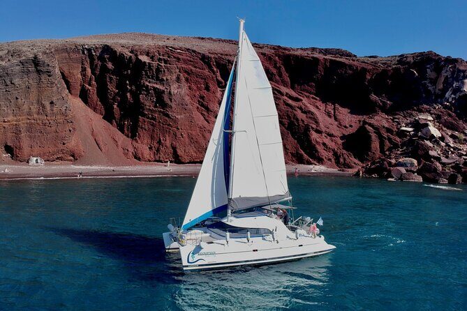 Santorini Sunset:Private All-In Catamaran Cruise (Food&Drinks) - Palea Kameni hot springs: the main water-and-sulfur moment