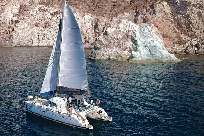 Santorini Sunset:Private All-In Catamaran Cruise (Food&Drinks) - Mesa Pigadia snorkeling plus the BBQ: the crew cooks while you play
